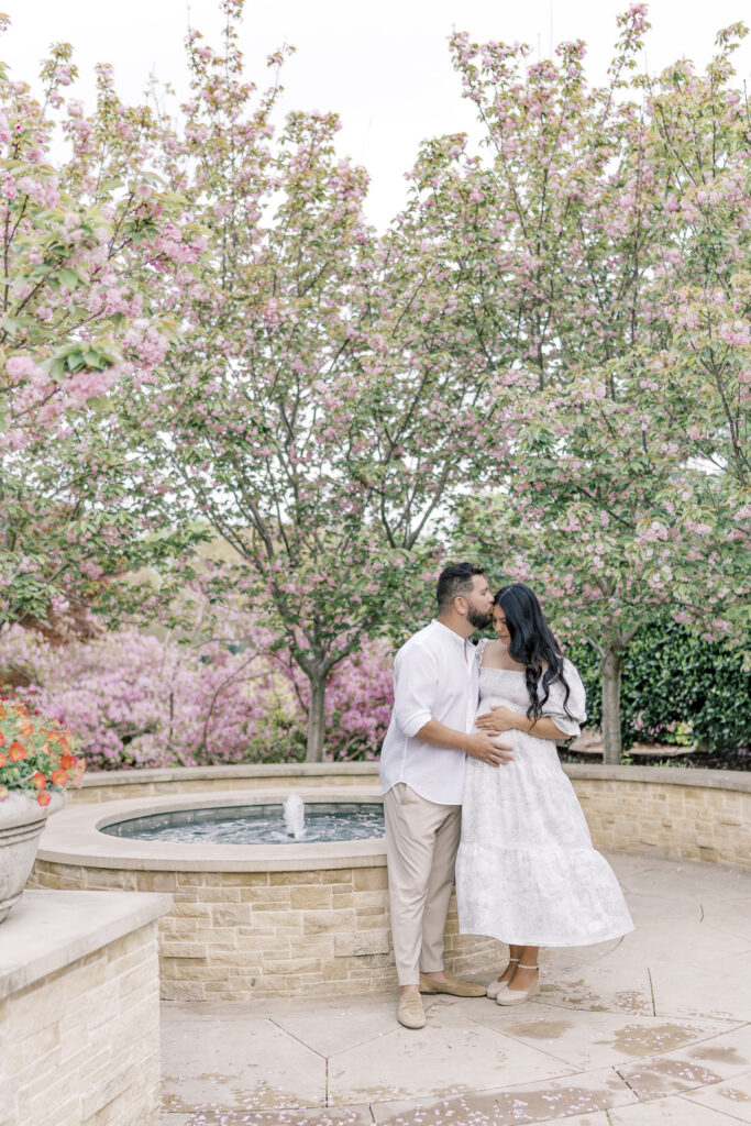 family walking through tulips Dallas